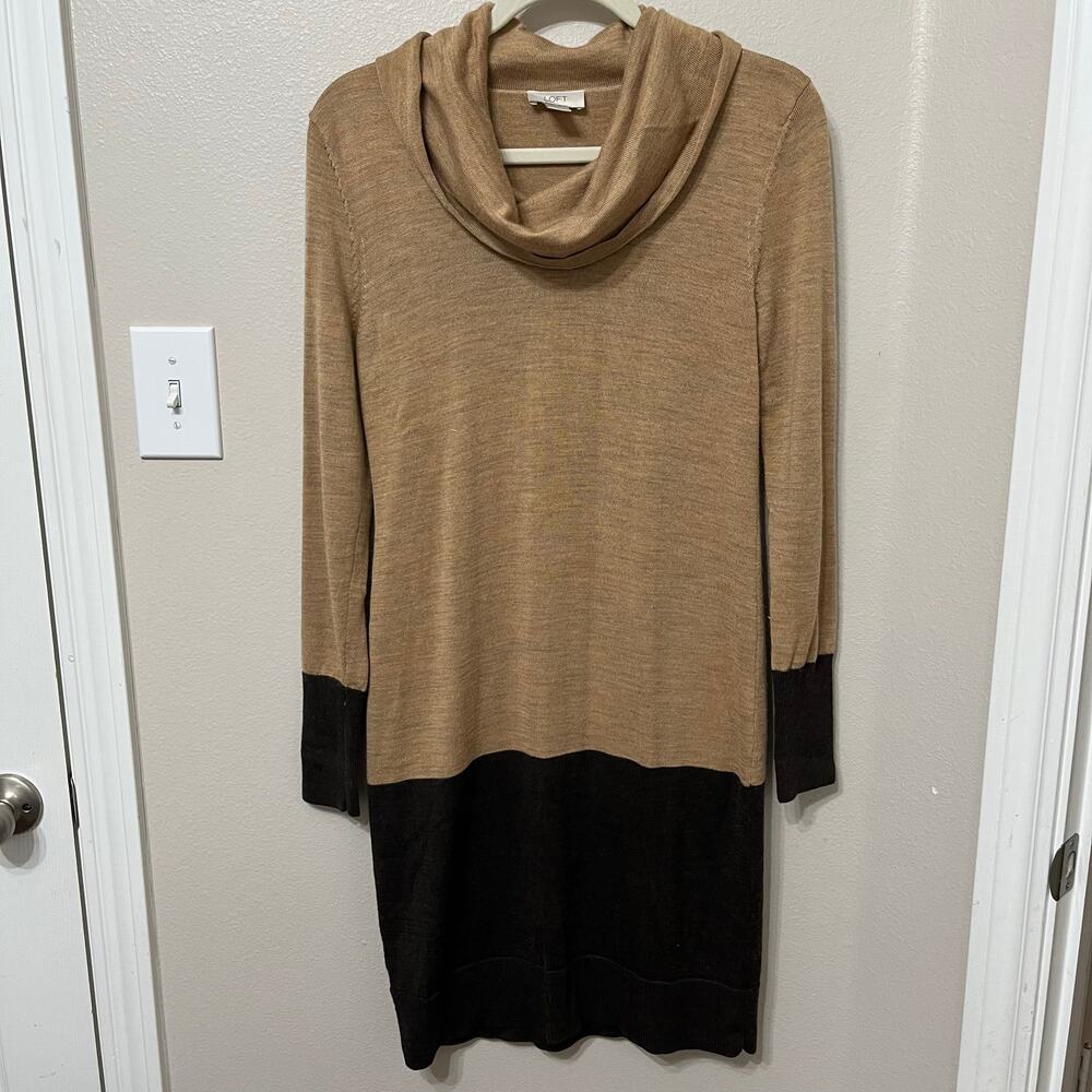 Loft Women’s Sweater Dress Sz Small Brown/Black Wool Blend